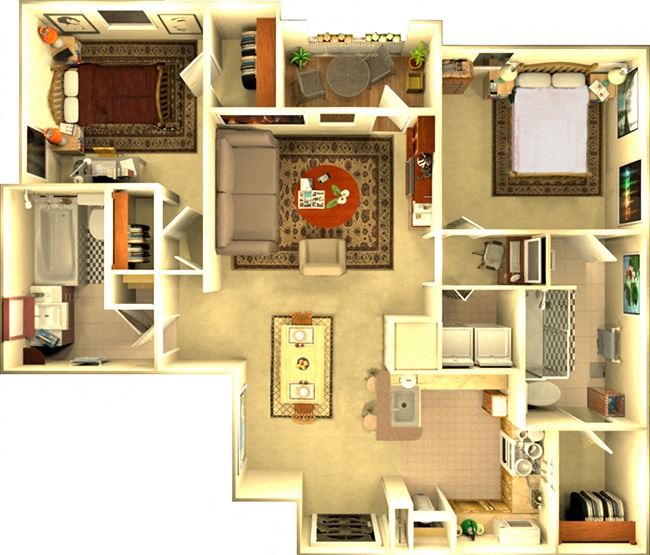 The Atlanta 2 bedroom Floorplan